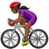 🚴🏾‍♀️ woman biking: medium-dark skin tone display on Apple